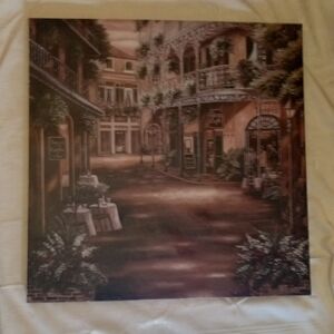Charming Brown and Green Street Scene Wall Art